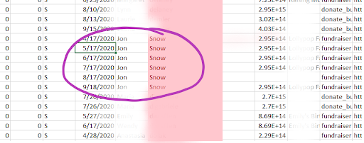 Example of how to find monthly donors in your database on Excel