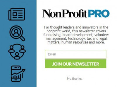 NonProfit PRO newsletter signup lightbox