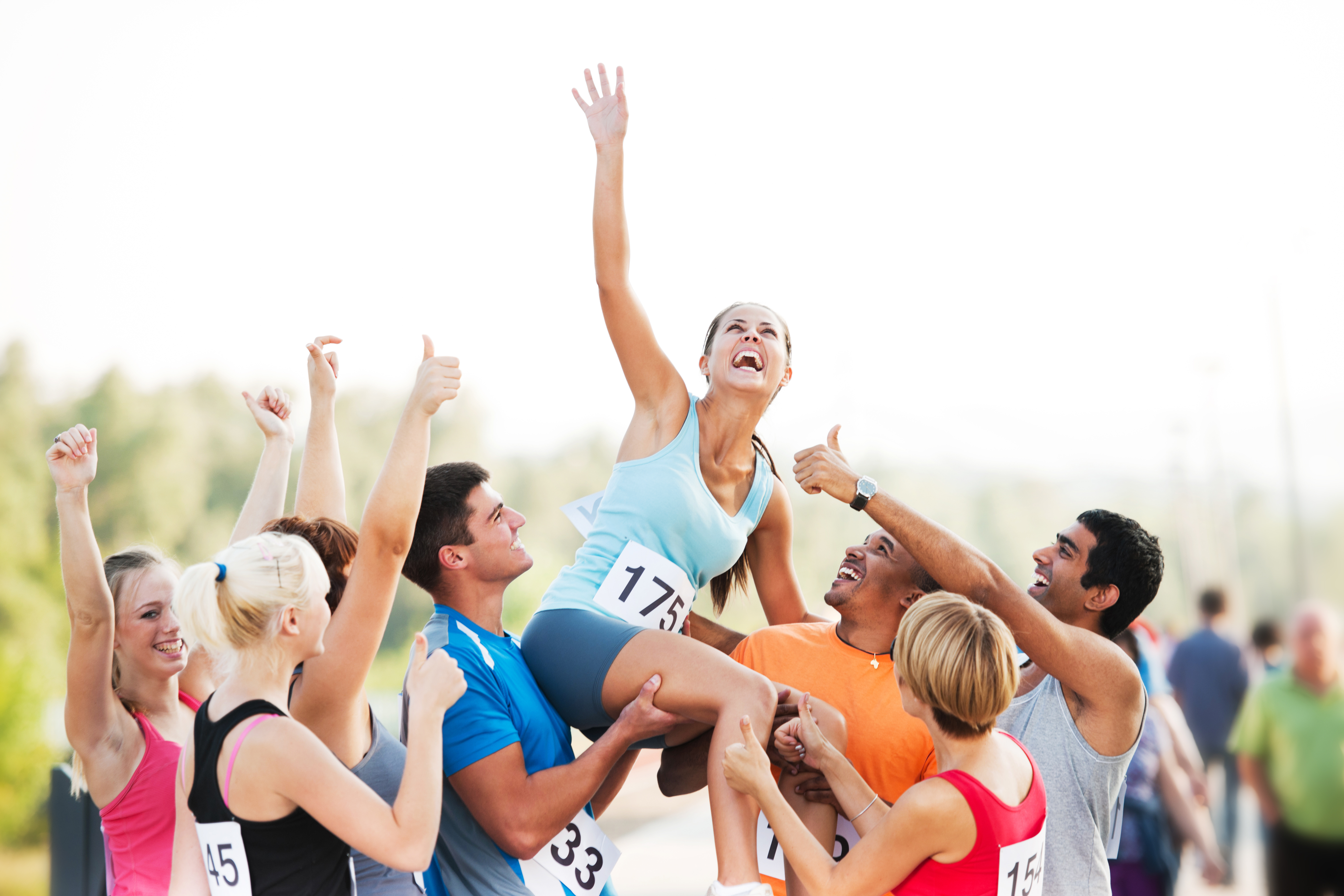 Marathon winner celebrating her victory.