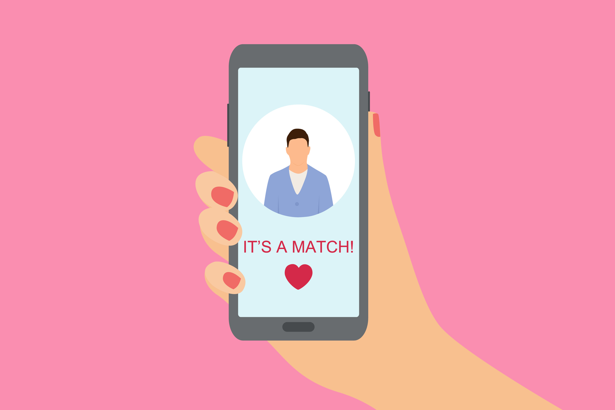 Online Dating Application On Mobile Phone. Female Hand Holding smartphone And Searching Friends With Couple Match Application